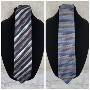 Kilburne and Finch Silk Ties Men's Necktie Lot of 2 Blue Gray